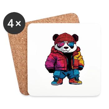 Panda Mode Hiver - Dessous de verre (lot de 4) - blanc - Devant