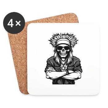 Indian Apache Skull - Coasters (set of 4) - white - Front