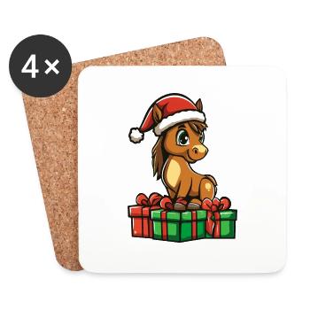 Horse Christmas Gifts - Coasters (set of 4) - white - Front