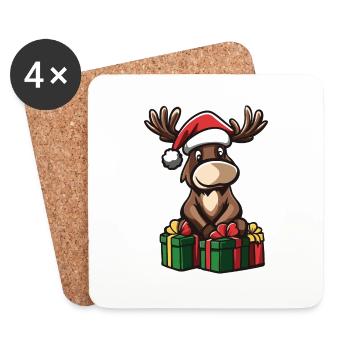 Elch Weihnachten Geschenke - Untersetzer (4er-Set) - Weiß - Vorne