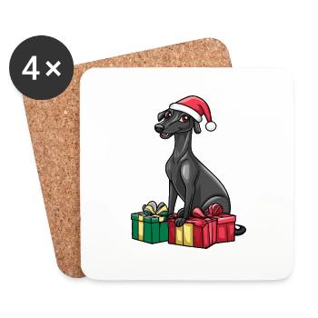 Greyhound Dog Cadeaux de Noël - Dessous de verre (lot de 4) - blanc - Devant