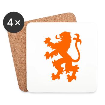 Armoiries de la Hollande Lion orange - Dessous de verre (lot de 4) - blanc - Devant