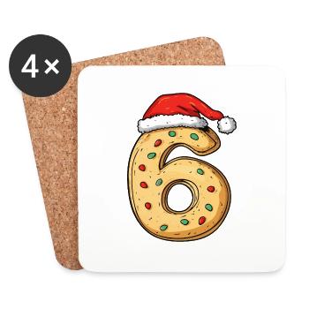 6 Number Christmas Biscuit - Coasters (set of 4) - white - Front