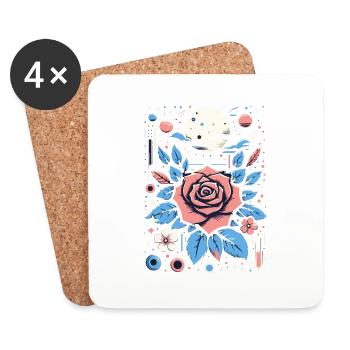 Kosmische Rose - Untersetzer (4er-Set) - Weiß - Vorne