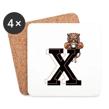 Lettre x tigre - idée cadeau - Dessous de verre (lot de 4) - blanc - Devant