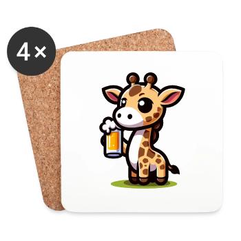 Cute Giraffe Drinking Beer - Untersetzer (4er-Set) - Weiß - Vorne