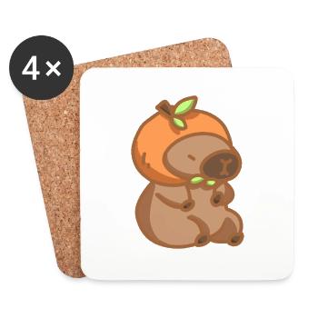 Capibara Orange - Untersetzer (4er-Set) - Weiß - Vorne