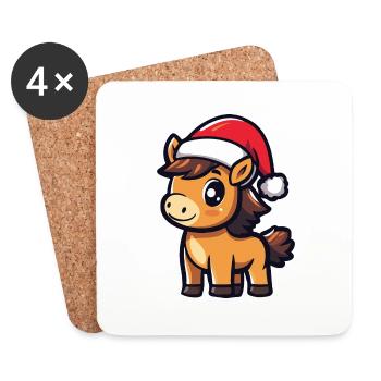 Cheval Noël - Dessous de verre (lot de 4) - blanc - Devant