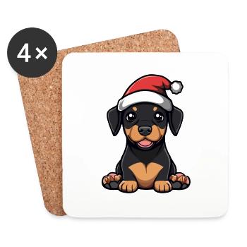 Doberman Dog Christmas - Coasters (set of 4) - white - Front