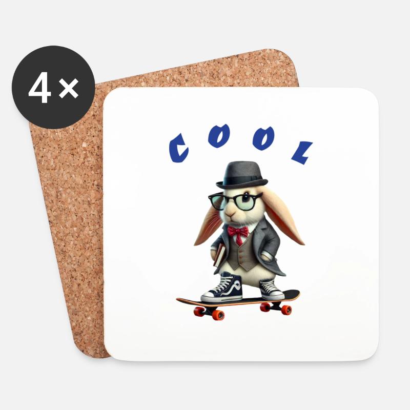 Cool rabbit - Untersetzer (4er-Set) - Weiß