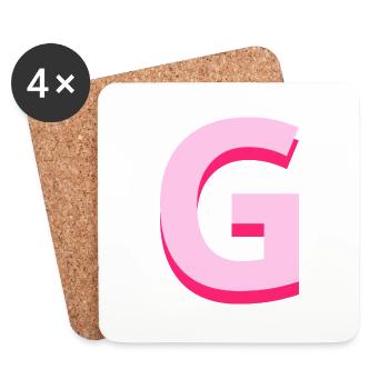 Pop- und moderner rosafarbener Buchstabe g - Untersetzer (4er-Set) - Weiß - Vorne