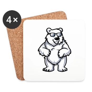 Animal ours polaire - Dessous de verre (lot de 4) - blanc - Devant