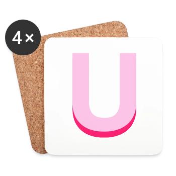 Pop- und moderner rosa Buchstabe u - Untersetzer (4er-Set) - Weiß - Vorne