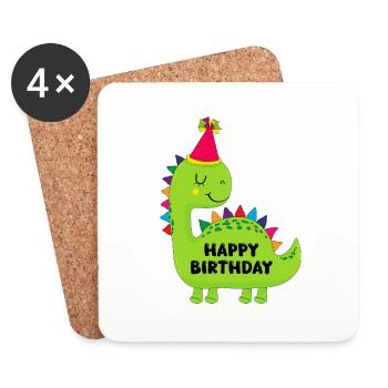 Un anniversaire et un dinosaure - Dessous de verre (lot de 4) - blanc - Devant