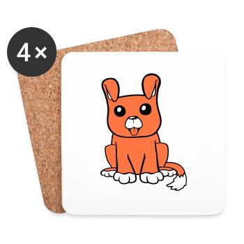 chien assis mignon petit chiot heureux animal de compagnie - Dessous de verre (lot de 4) - blanc - Devant