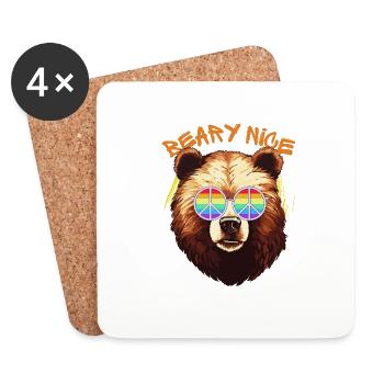 Beary Nice - Coasters (set of 4) - white - Front