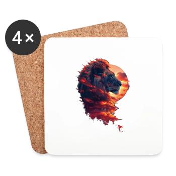 Lion - Dessous de verre (lot de 4) - blanc - Devant