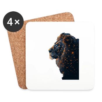 Lion - Dessous de verre (lot de 4) - blanc - Devant