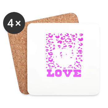 xoxo love you amore Flowers Women Valentine day 14 - Coasters (set of 4) - white - Front