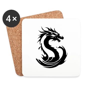 Drache - Untersetzer (4er-Set) - Weiß - Vorne