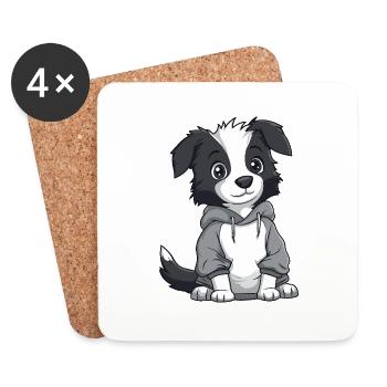 Border Collie Hund Lustig - Untersetzer (4er-Set) - Weiß - Vorne