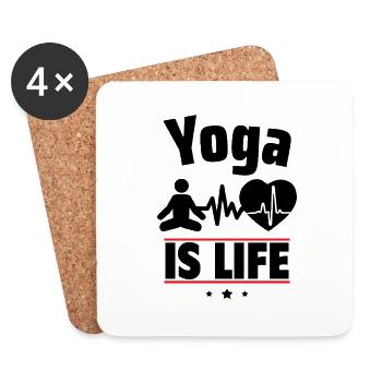 Yoga ist das Leben - Untersetzer (4er-Set) - Weiß - Vorne