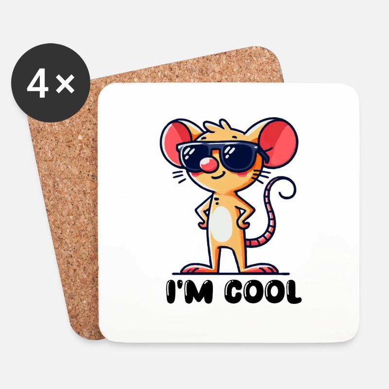 maus cool - Untersetzer (4er-Set) - Weiß