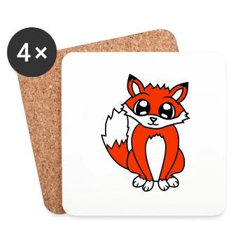 Fox Red Fox Wild Animal Clever Forest Inhabitants - Coasters (set of 4) - white - Front