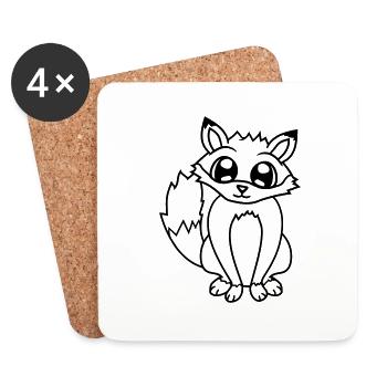 Fox Red Fox Wild Animal Clever Forest Inhabitants - Coasters (set of 4) - white - Front