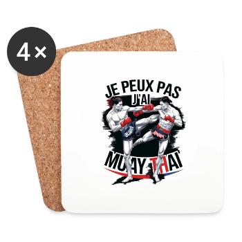 Je peux pas j'ai Muay Thai - Dessous de verre (lot de 4) - blanc - Devant