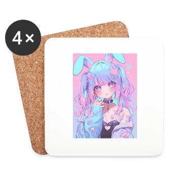 Bunny Bunny Girl Anime Manga Pastel Goth Cadeau - Dessous de verre (lot de 4) - blanc - Devant