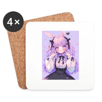 Bunny Bunny Girl Anime Manga Pastel Goth Gift - Coasters (set of 4) - white - Front