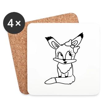 Fox Female Girl Pretty Bow Woman Beautiful - Coasters (set of 4) - white - Front