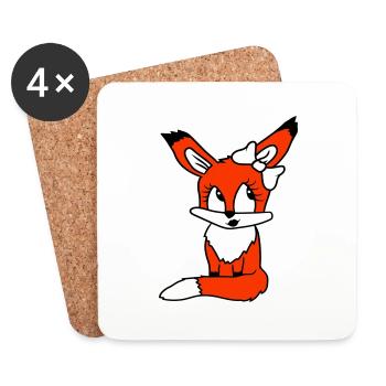 Fox Female Girl Pretty Bow Woman Beautiful - Coasters (set of 4) - white - Front