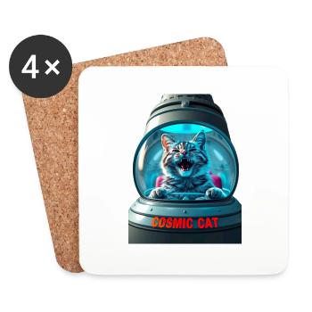 Funny cat in a UFO ship - Coasters (set of 4) - white - Front