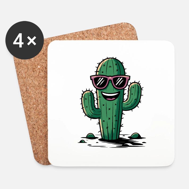 Cool Cactus - Coasters (set of 4) - white