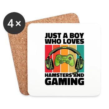 Gamer and Hamsters: Video Games and Infinite Energy - Coasters (set of 4) - white - Front