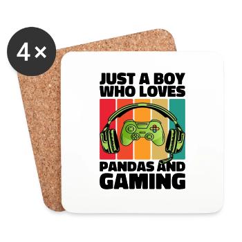 Gamer and Pandas: Video Games and Sweet Adventure - Coasters (set of 4) - white - Front