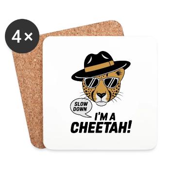 Slow Down Cheetah - Coasters (set of 4) - white - Front