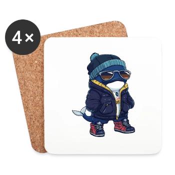 Whale Cool Comic - Coasters (set of 4) - white - Front