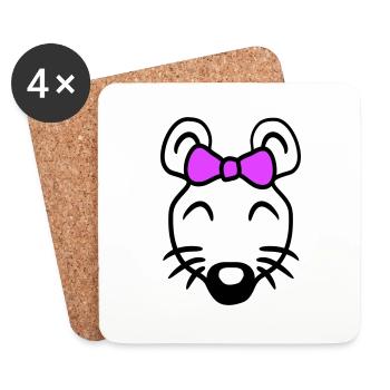 Maus Frau Hübsche Schleife Girl Kleine Ratte Süße - Untersetzer (4er-Set) - Weiß - Vorne