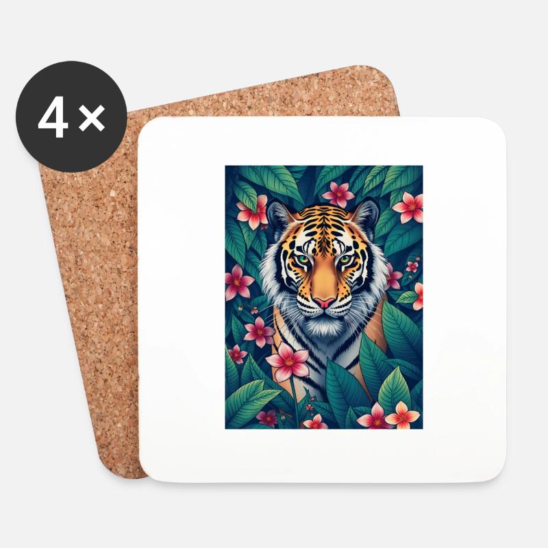The Tiger never sleep - Untersetzer (4er-Set) - Weiß