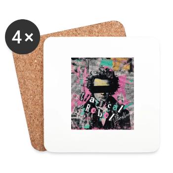 Beethoven Classique rebelle Punk Art Collage - Dessous de verre (lot de 4) - blanc - Devant