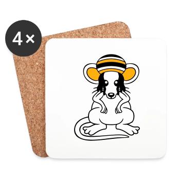 Mouse Raggae Jamaica Hat Rasta Lure Chill Hat - Coasters (set of 4) - white - Front