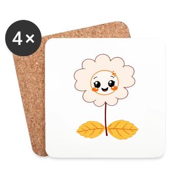 Süße Blume - Untersetzer (4er-Set) - Weiß - Vorne