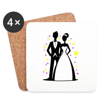 Mariée et marié marié marié mariée - Dessous de verre (lot de 4) - blanc - Devant