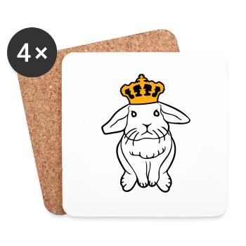 Couronne de lapin royal Roi Reine Prince Princesse - Dessous de verre (lot de 4) - blanc - Devant