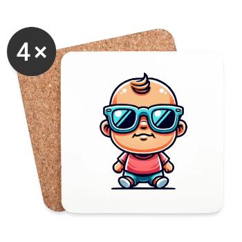 Bébé Bande Dessinée Garçon - Dessous de verre (lot de 4) - blanc - Devant