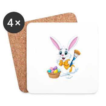 Easter bunny with Easter eggs - Coasters (set of 4) - white - Front