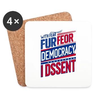 Avec crainte pour notre démocratie, je ne suis pas d’accord - Dessous de verre (lot de 4) - blanc - Devant